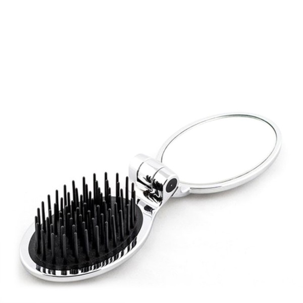 Janeke Silver Folding Hair-Brush with Mirror Щетка для Волос с Зеркалом Серебристая