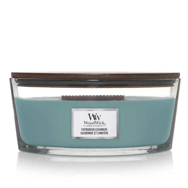Ароматична свічка з нотами сосни, свіжого повітря та кашеміру Woodwick Evergreen Cashmere