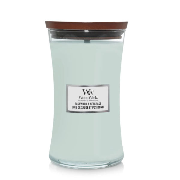 Ароматична свічка з нотами шавлії, океану та кедра Woodwick Sagewood & Seagrass