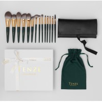 Tenze Emerald Collection Kit - Повний набір на 14 пензлів в з чохлом