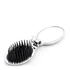 Janeke Silver Folding Hair-Brush with Mirror Щетка для Волос с Зеркалом Серебристая