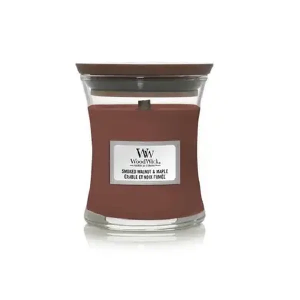 Ароматическая свеча с ароматом копченого ореха и клена Woodwick Mini Smoked Walnut & Maple