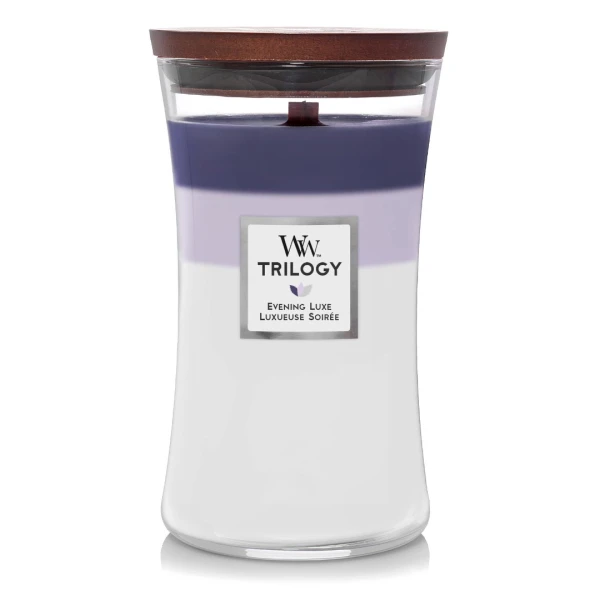 Ароматична свічка з тришаровим ароматом Woodwick Medium Evening Luxe Trilogy